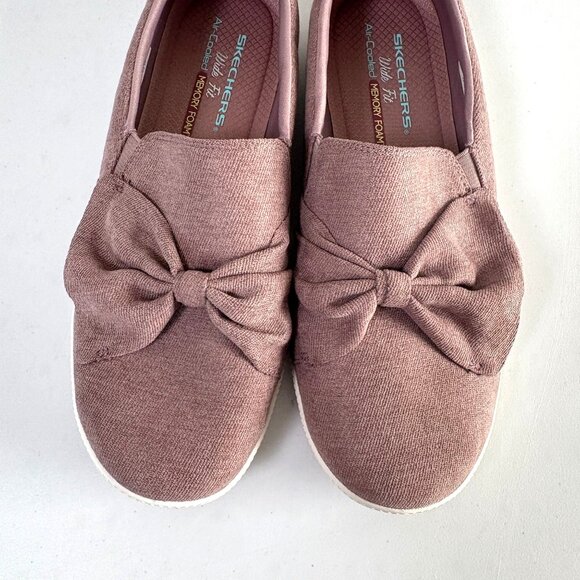Skechers Madison Ave My Town Walking Sneakers Womens 9.5 Mauve Slip On Bow Shoes - Picture 2 of 9